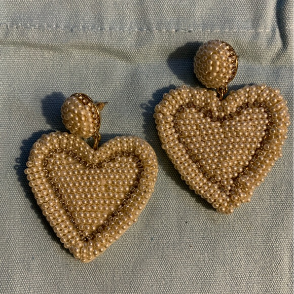 J Crew Beaded heart pearl statement earrings - Picture 2 of 6